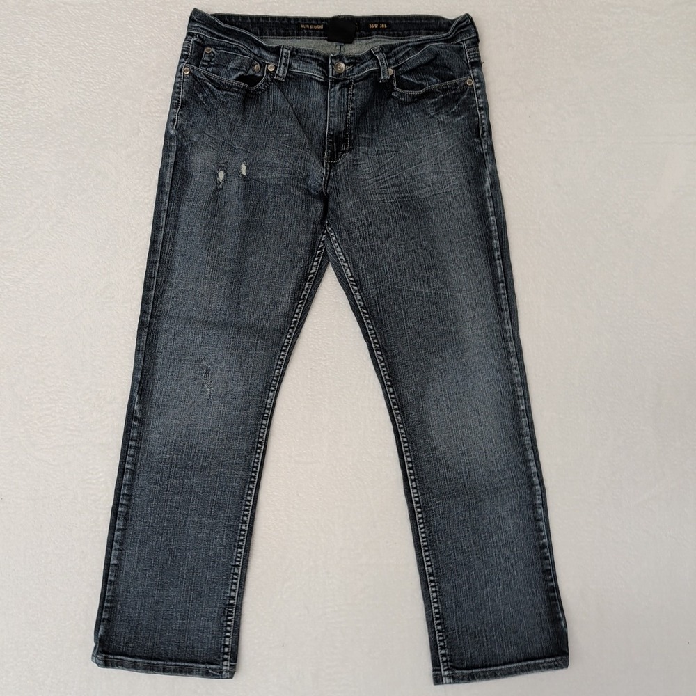 Helix Slim Straight Jeans Mens 36 x 30 (37x30) Western Embroidered Distresses
